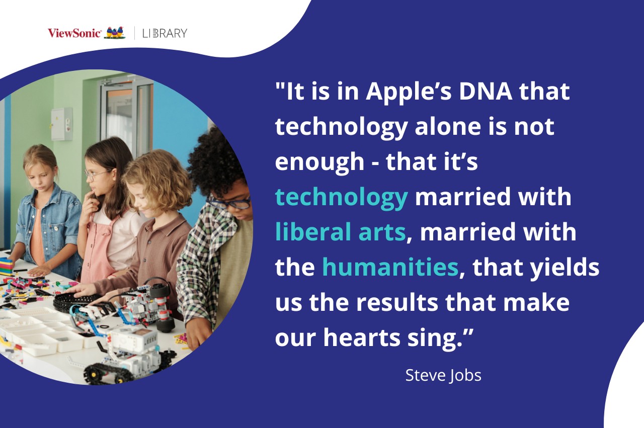 Trích dẫn của Steve Jobs: “Trong DNA của Apple luôn tồn tại niềm tin rằng công nghệ thôi là chưa đủ — công nghệ phải kết hợp với nghệ thuật khai phóng và nhân văn, và chính sự kết hợp đó tạo nên những sản phẩm khiến trái tim chúng ta rung động.”
