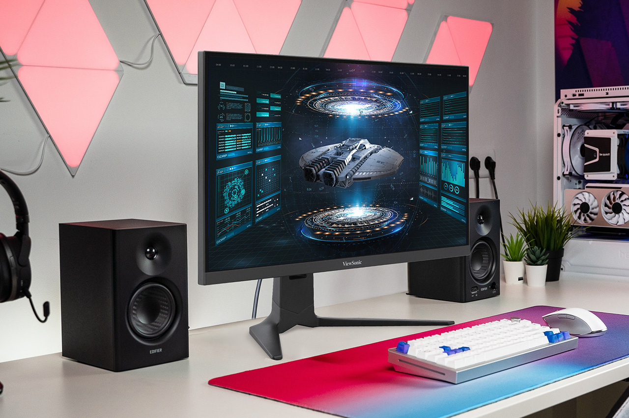 ViewSonic monitor in desktop setup.