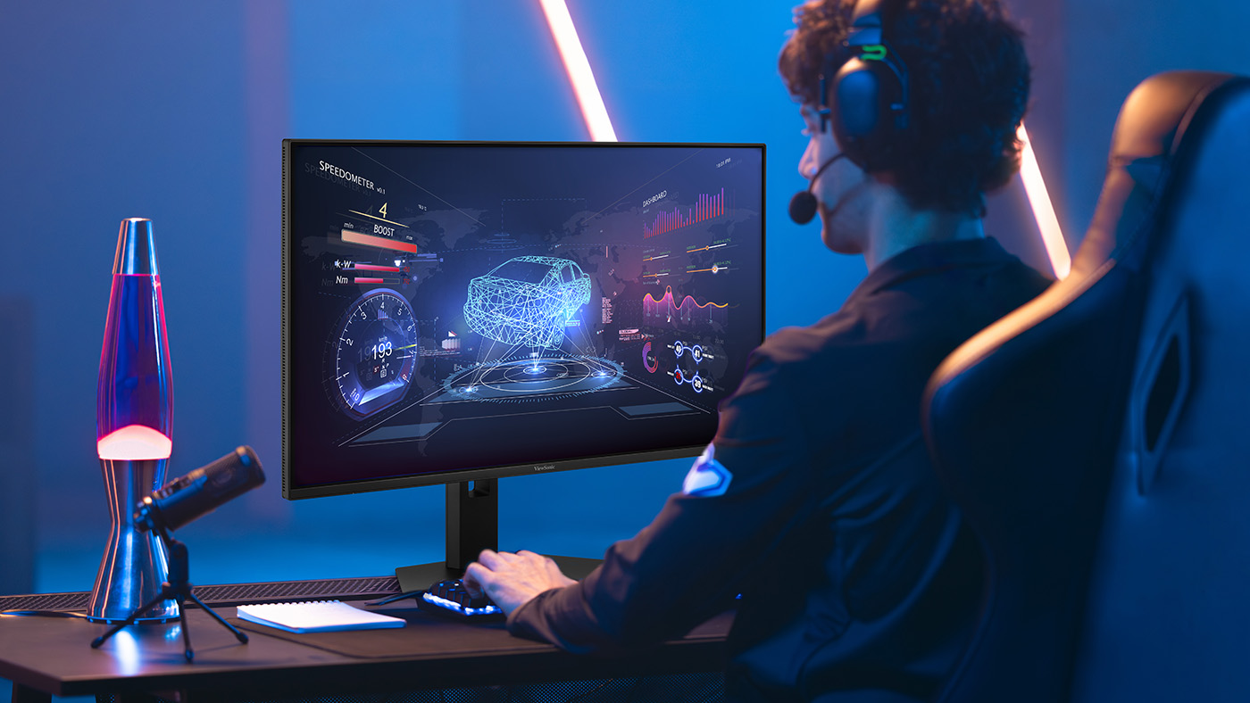 Gamer using ViewSonic monitor.