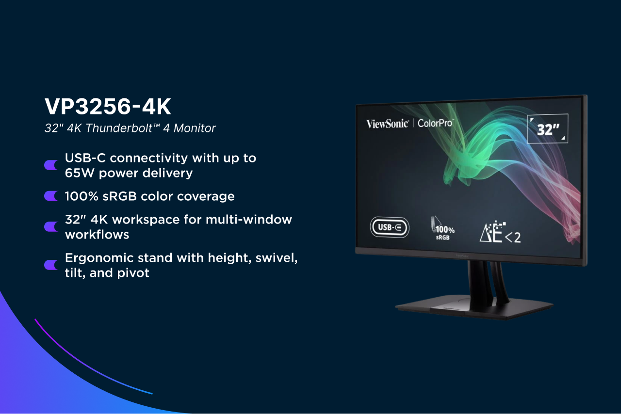 Viewsonic Vp3256 4k 32 Inch Thunderbolt 4 Monitor Mac