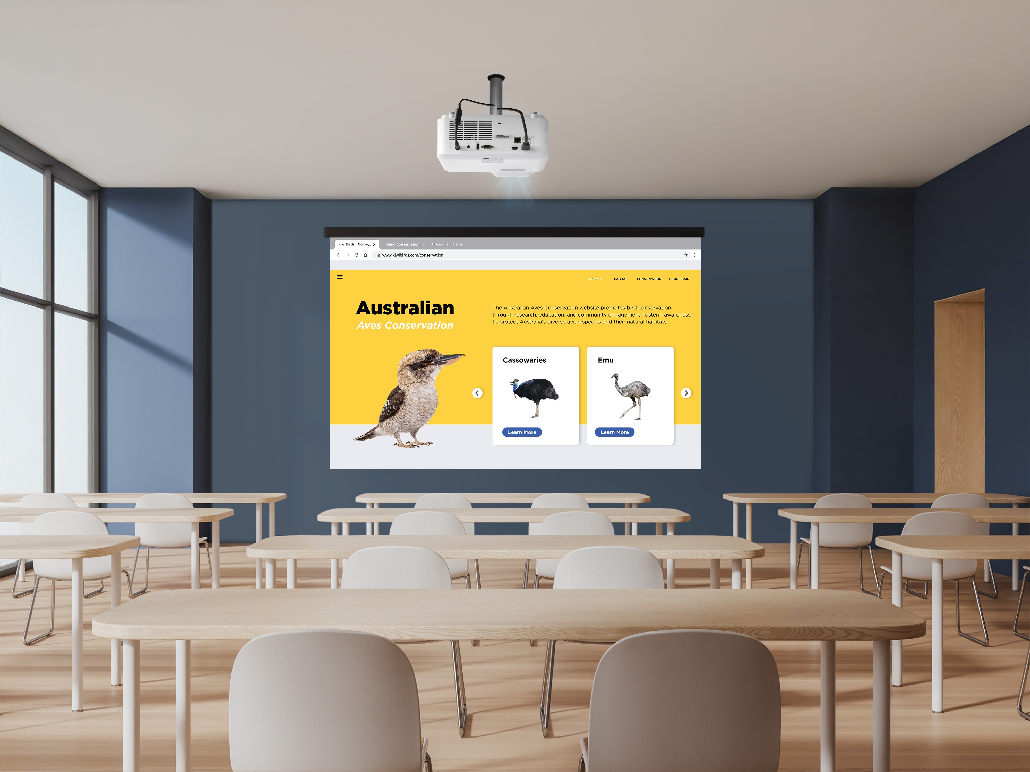ViewSonic LS630W projector in classroom.