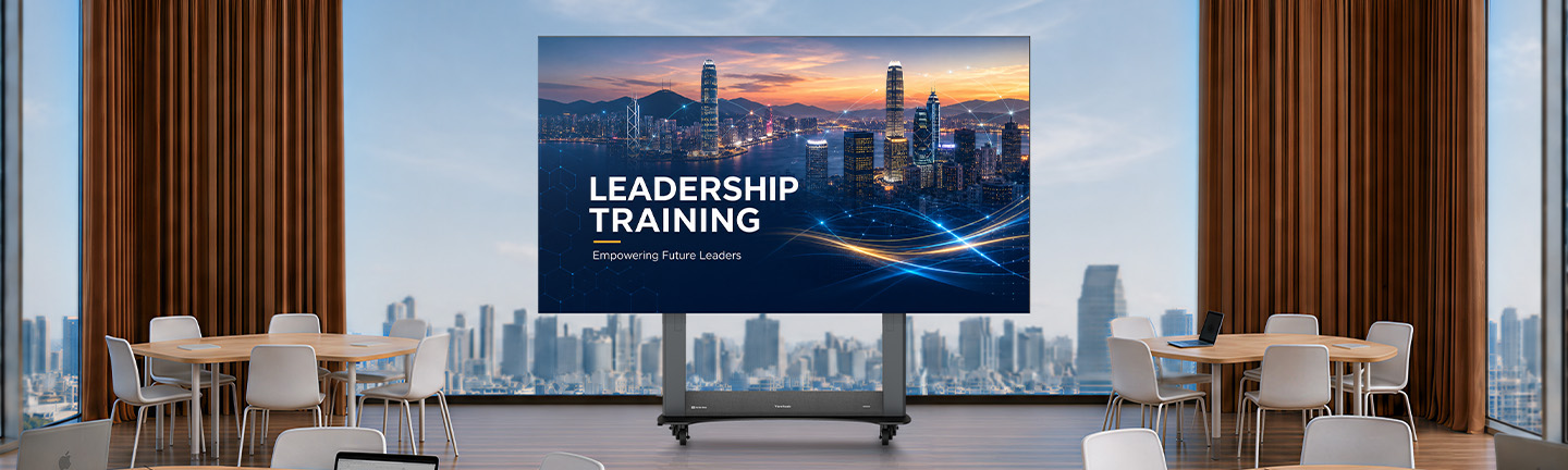a large display in an office building