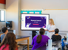 classroom full of students with a viewboard