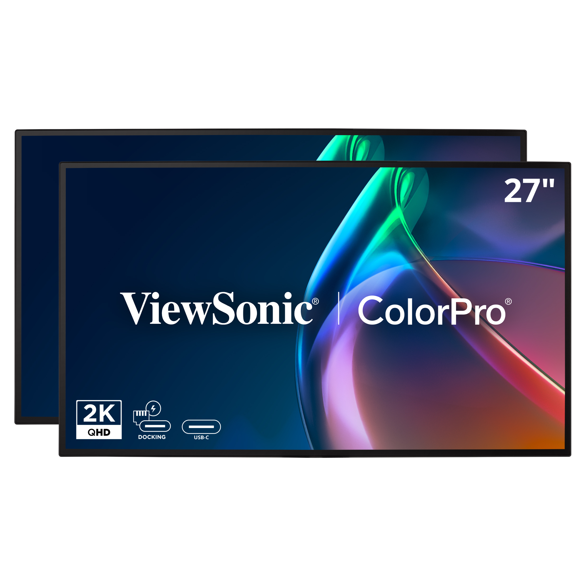 VP2768A_H2 - 27" ColorPro 1440p Dual Pack Head-Only IPS Docking Monitors with 90W USB-C and Daisy Chain