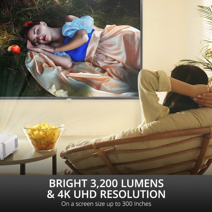 ViewSonic PX701-4K, 3,200 ANSI Lumens 4K Home Projector (Refurbished)