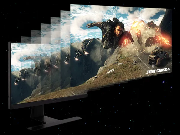 Pantalla dividida de robots que muestra la diferencia entre 60 Hz y 150 Hz