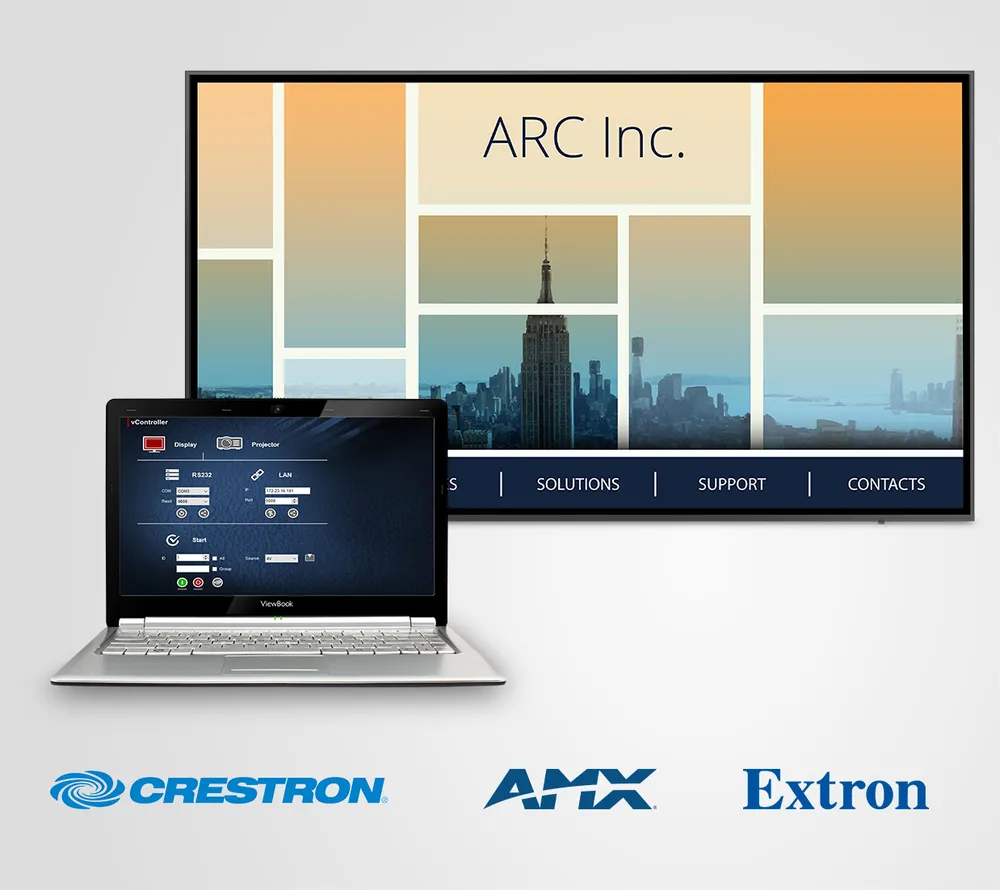 Laptop being used as AV control to control content to CDE30 series displays