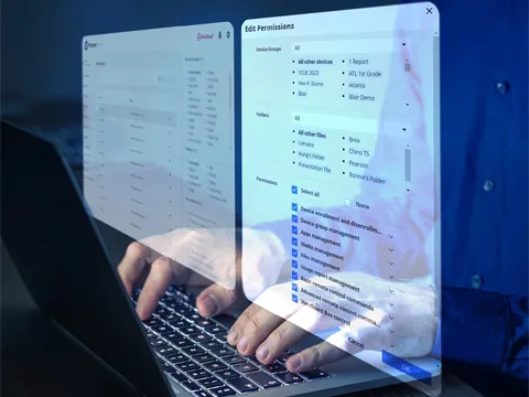 a holographic display above a laptop keyboard