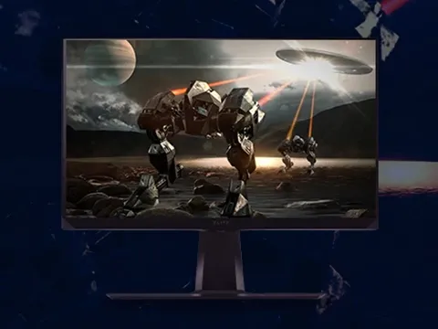 a monitor showing a video game