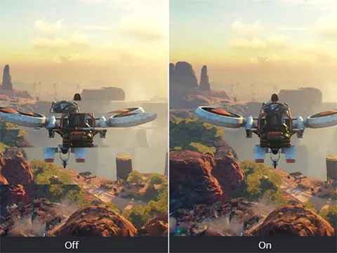 a side by side comparison with the feature on and off