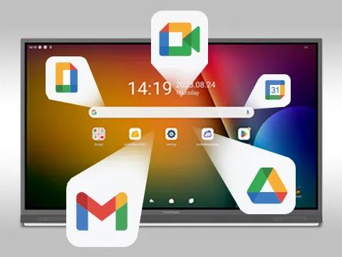 ViewBoard with Google Education Ecosystem icons on the screen