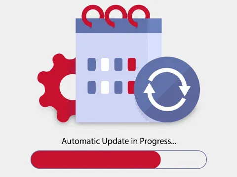 a progress bar says automatic update in progress