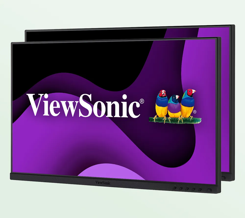 two monitors are shown next to each other