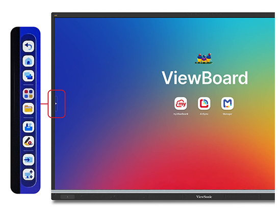 an expanded side menu on a ViewBoard display