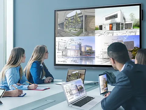 a number of laptops simultaneously wirelessly connecting to one displays