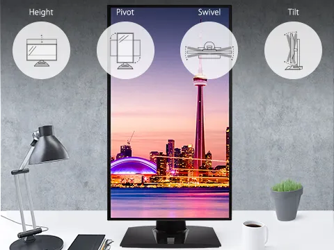 a monitor in portrait mode