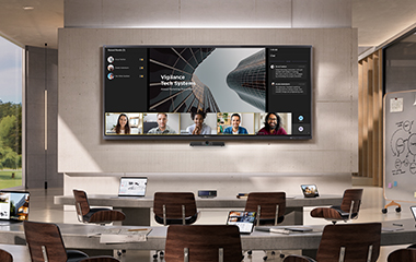 Meeting room with ViewSonic IFP105S on the wall.