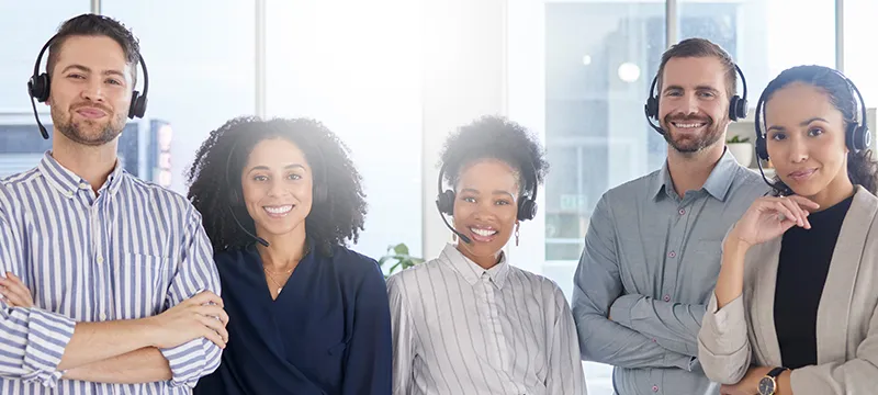 support agents wearing headsets