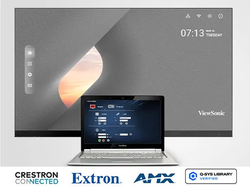IT using a laptop to manage multiple ViewBoards