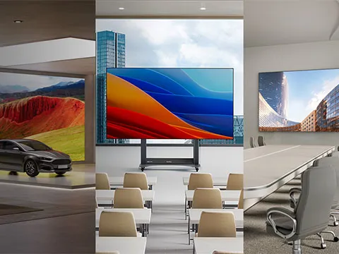 three sizes of direct view LED display are shown