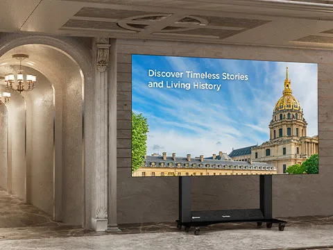 a foldable direct view led display in a flight case