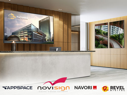 Pro AV logos: Crestron, Extron, AMX and Q-SYS