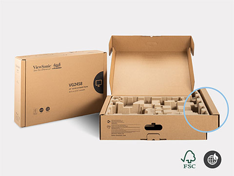 ViewSonic packaging highlighting environmentally friendly materials