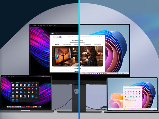 a man working on a laptop connected to a variety of displays with the software