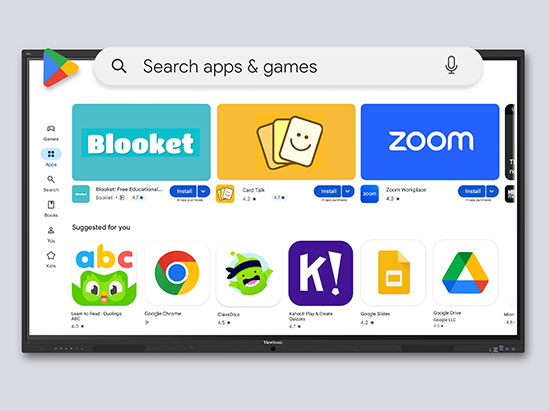 a screenshot of the app store shown on the viewboard display