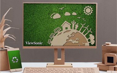 ViewSonic monitor with eco-friendly image on the screen