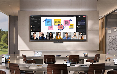 Meeting room with ViewSonic IFP105S on the wall.