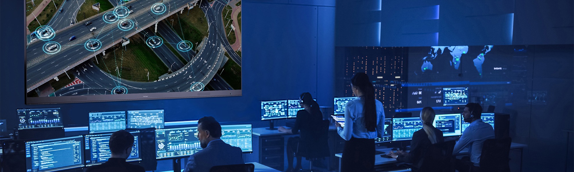 a command center monitoring a spacecraft