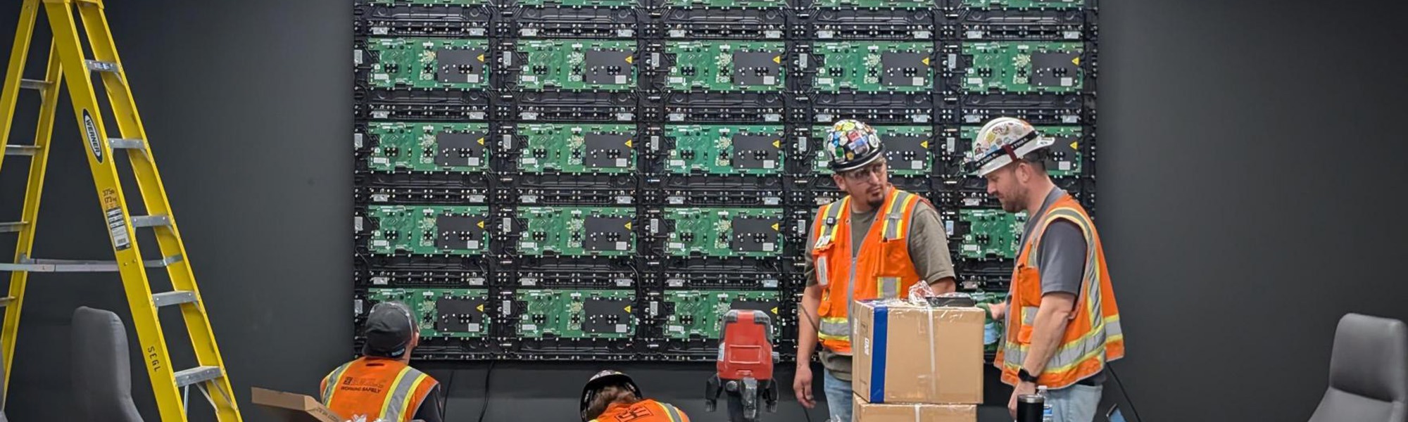 installers installing a large format led display
