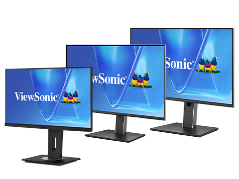 three monitors shown in varying sizes