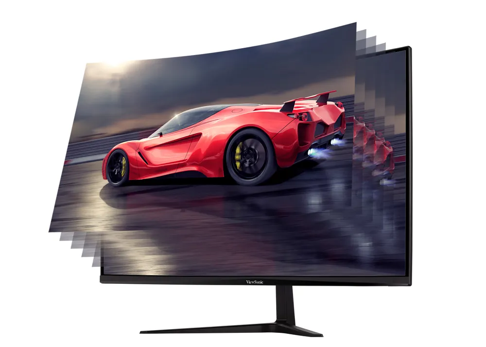 red sports car on screen illustrating fast refresh rate