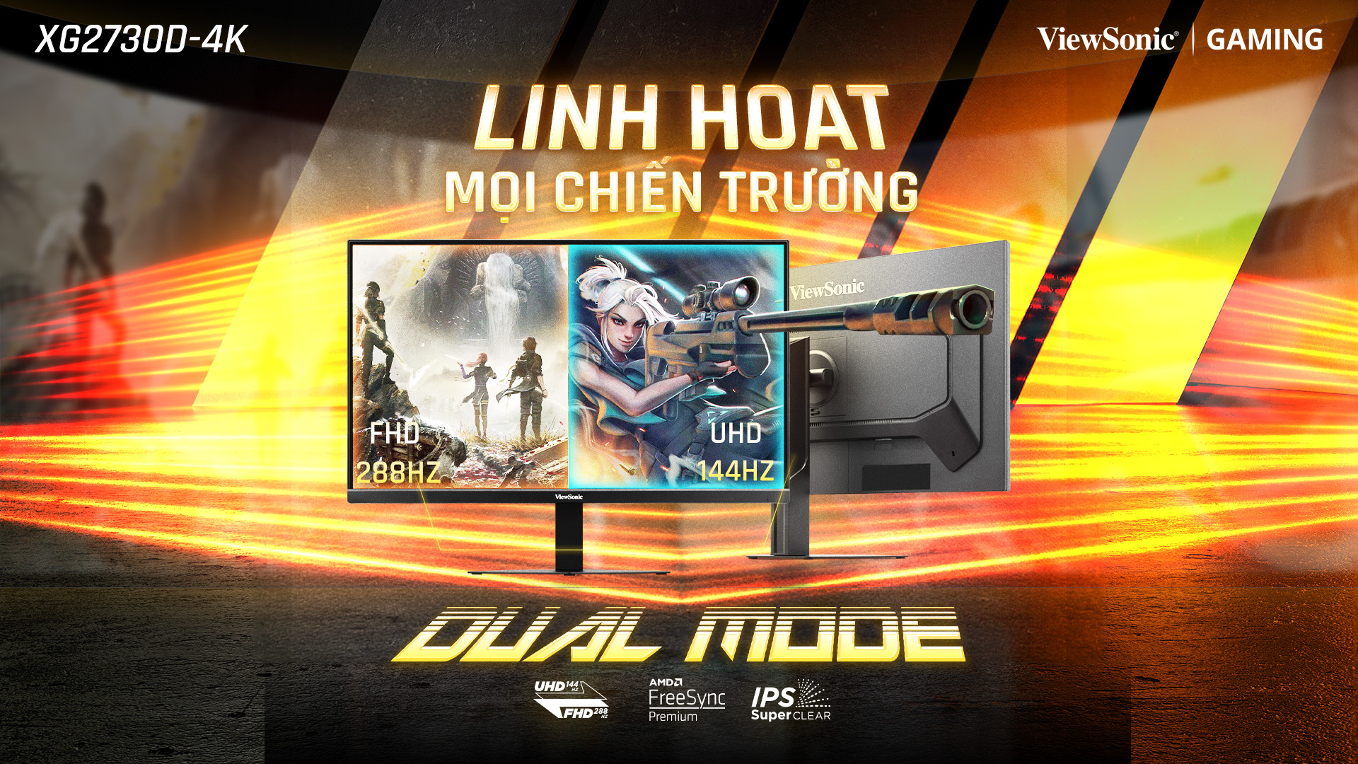 Màn hình Dual Mode - 4K 144Hz quốc dân - ViewSonic XG2730D-4K