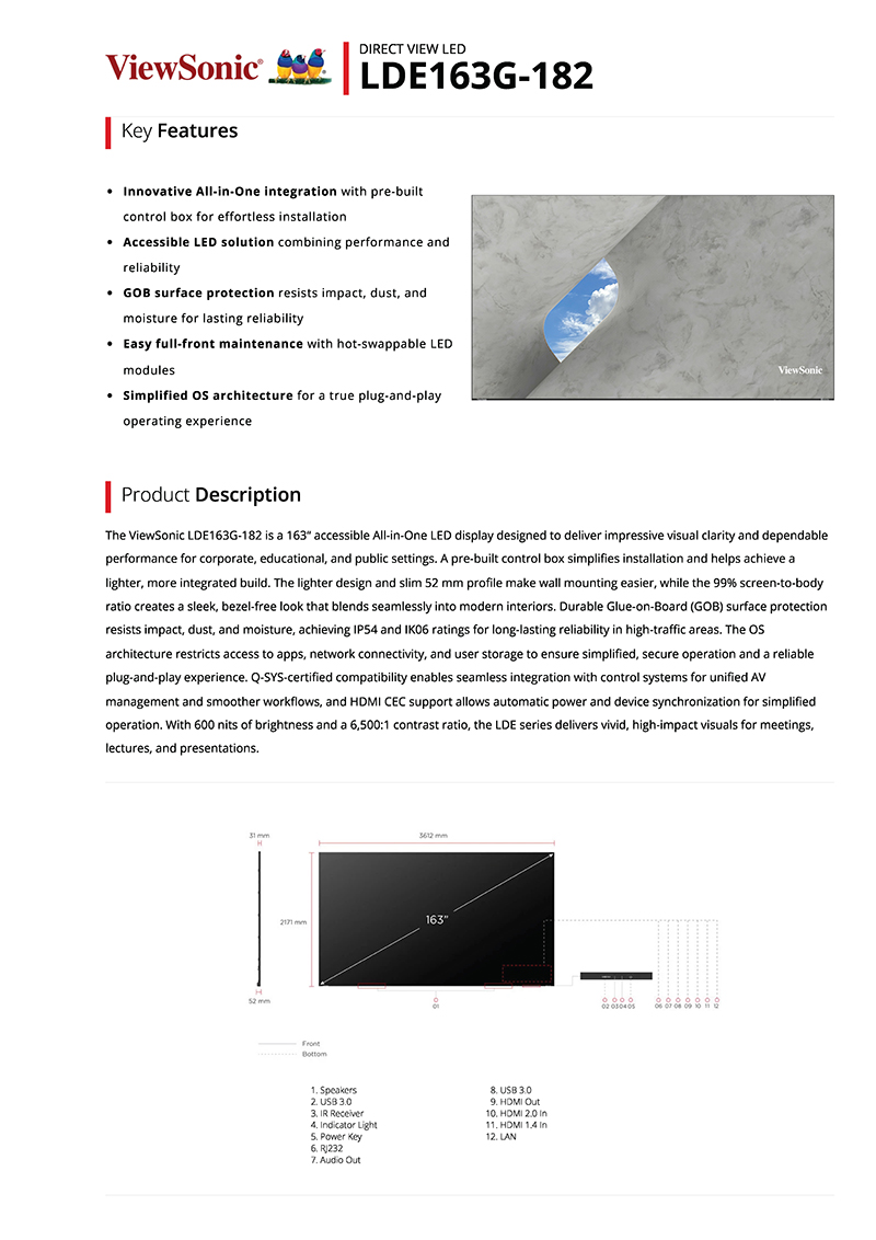 LDE163G-182 - Datasheet - ViewSonic