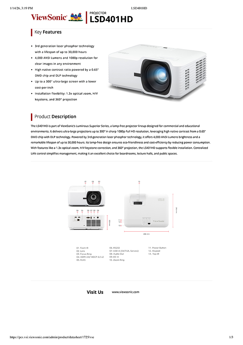 LSD401HD - Datasheet - ViewSonic