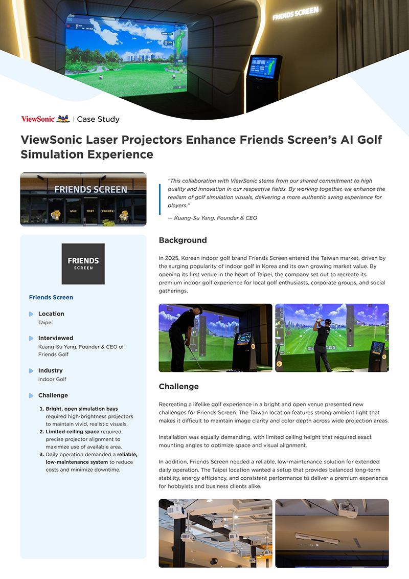 Projectors - Friends Screen Golf - Case Study - ViewSonic