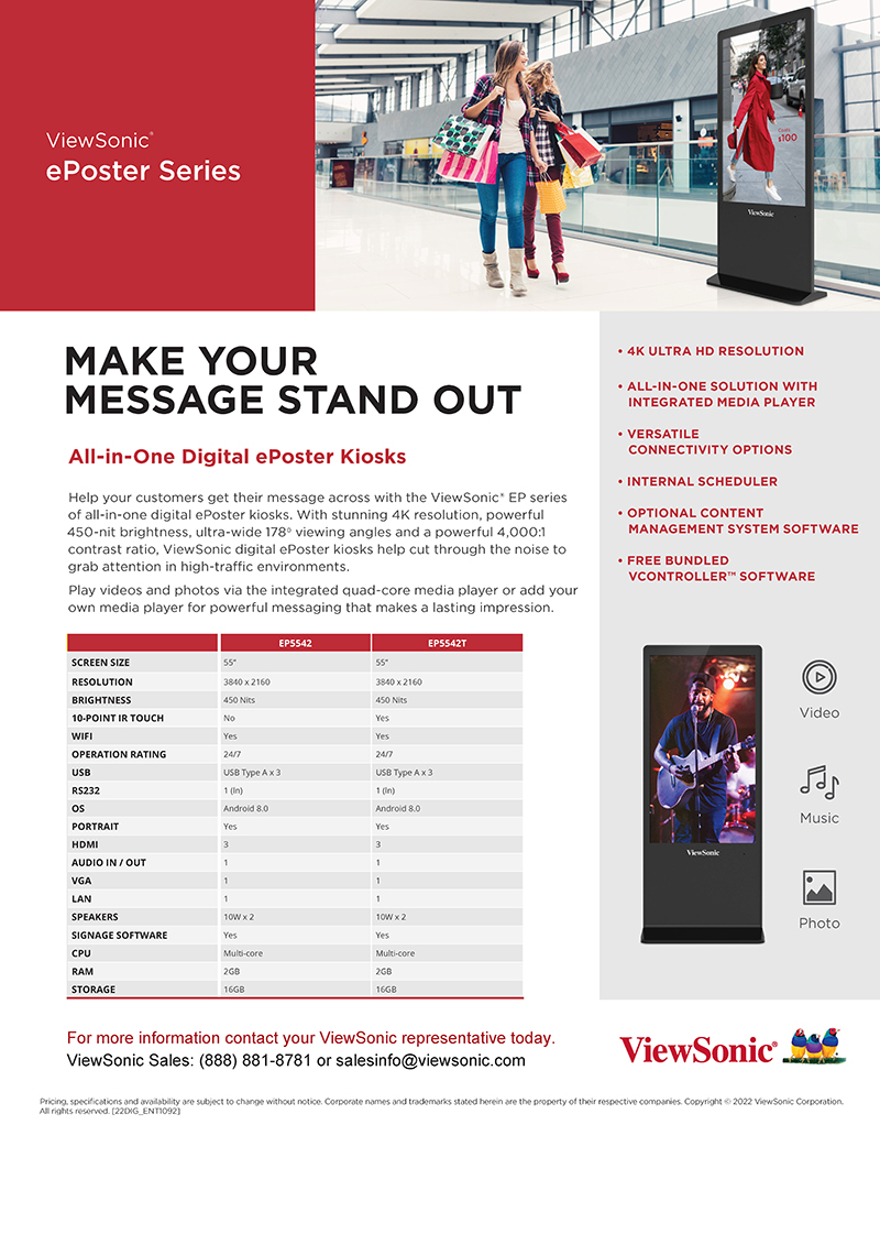 EP5542 - Sell Sheet - ViewSonic