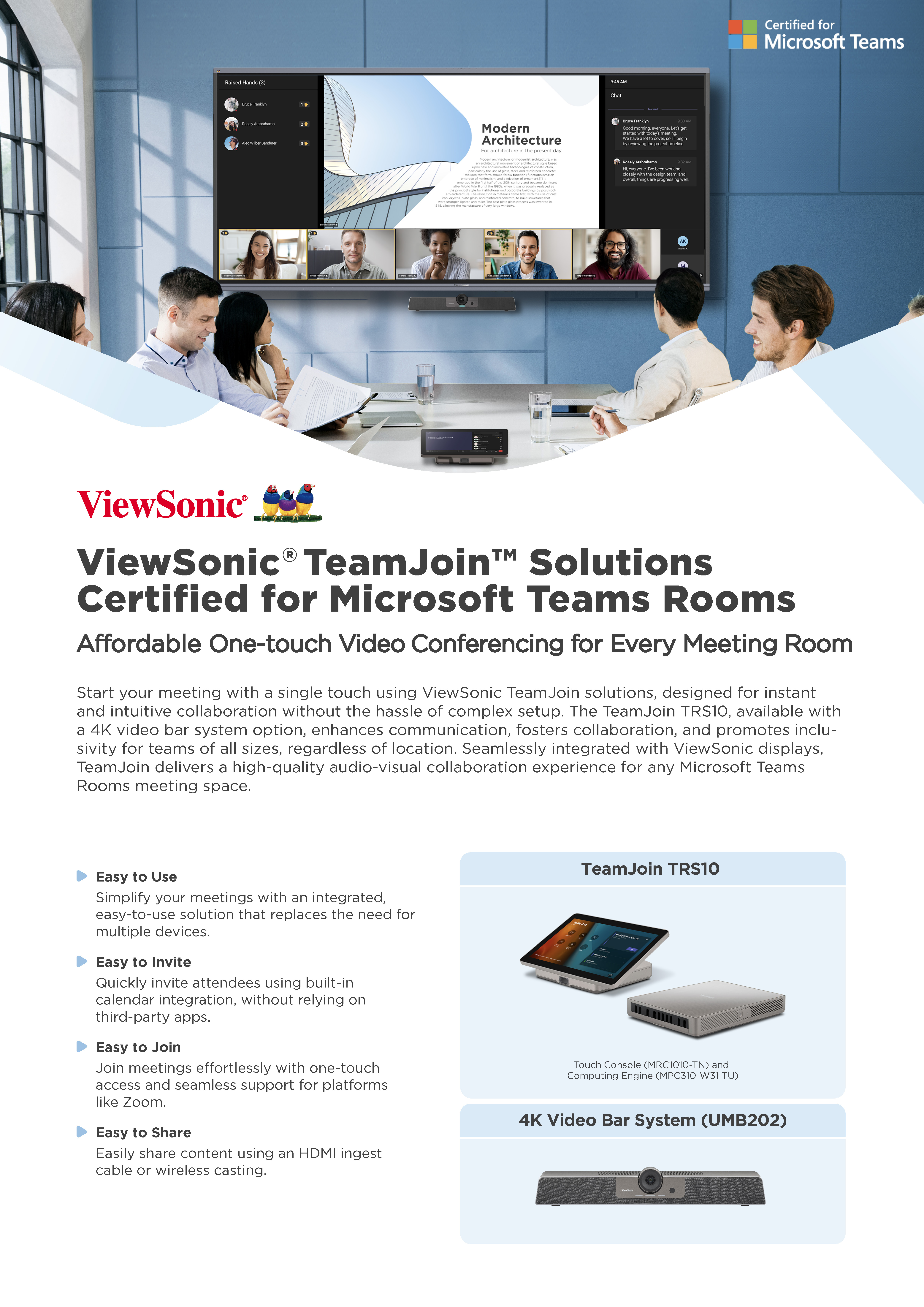 TeamJoin TRS10 - Sell Sheets - ViewSonic