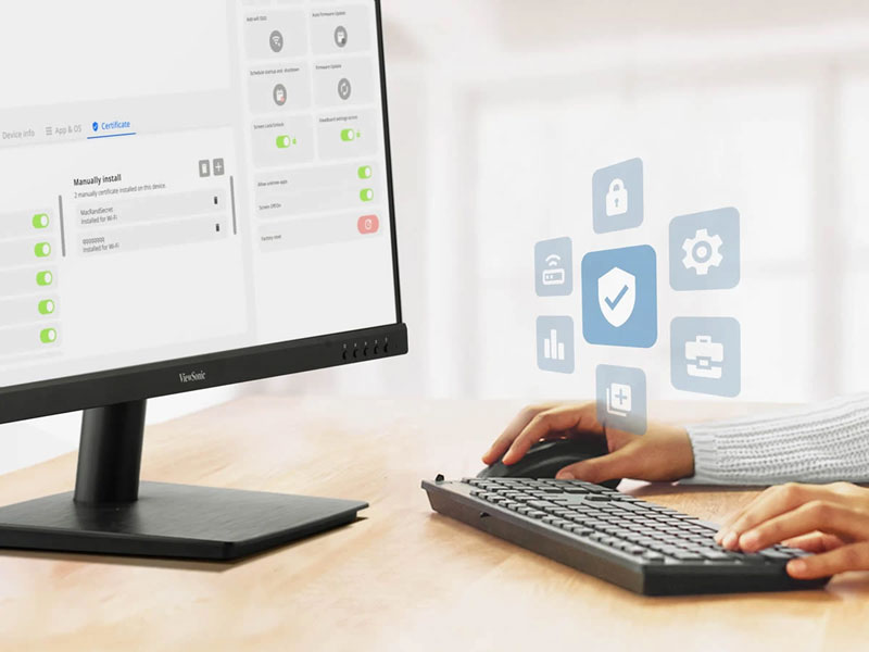 Secure device management interface on a desktop monitor
