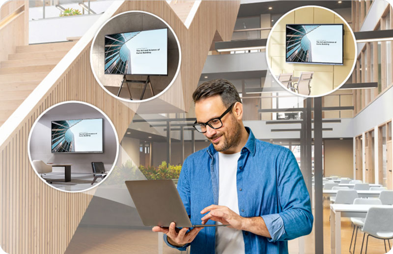  User monitoring multiple displays through a centralized management dashboard for remote management