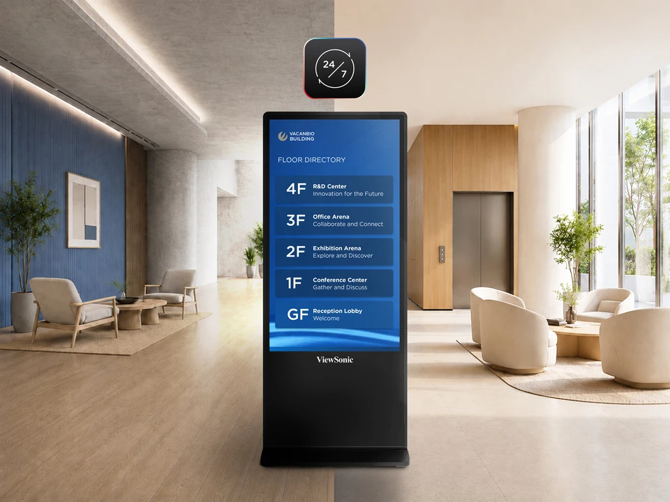 ViewSonic 55” 4K UHD Non-Touch Digital Poster 13 Clear Visibility in Bright Spaces