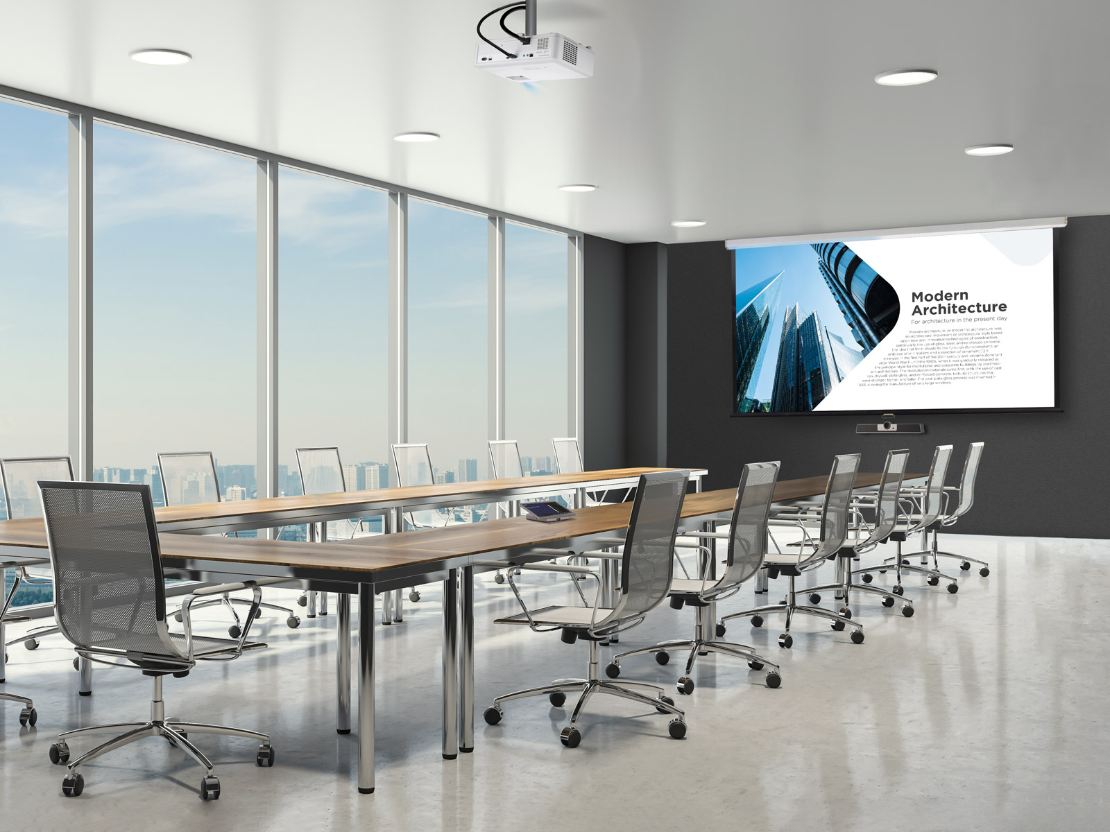 Large conference room with ViewSonic TeamJoin Products.