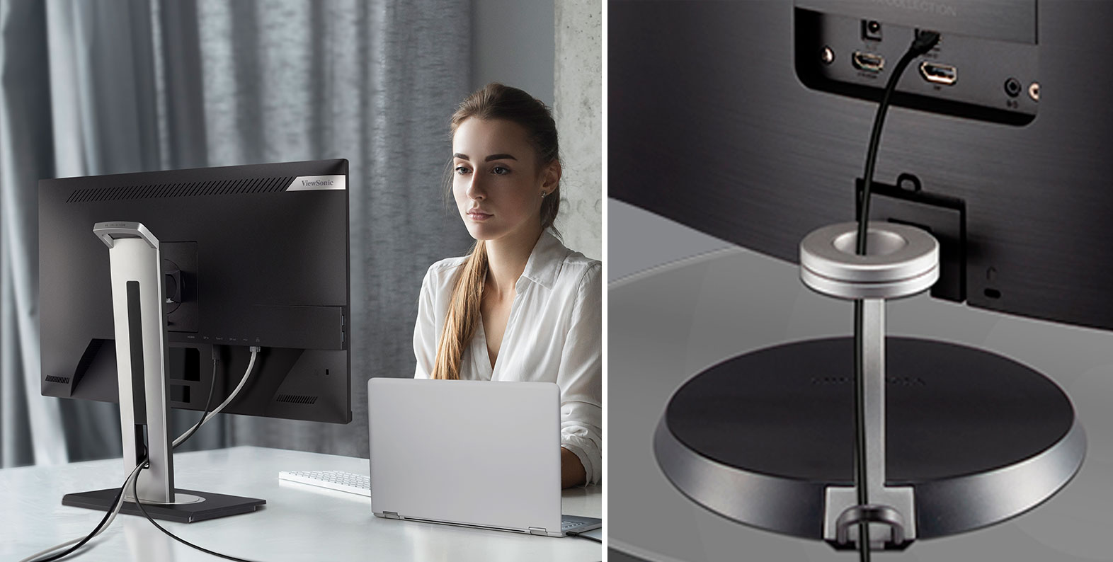 Declutter your workspace with a single cable connection.