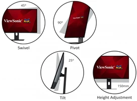 ViewSonic　VX2780-2K　27型　IPSパネル　2021年製　中古 ViewSonic 27型 エルゴノミクスデザイン IPSパネルWQHD液晶モニター