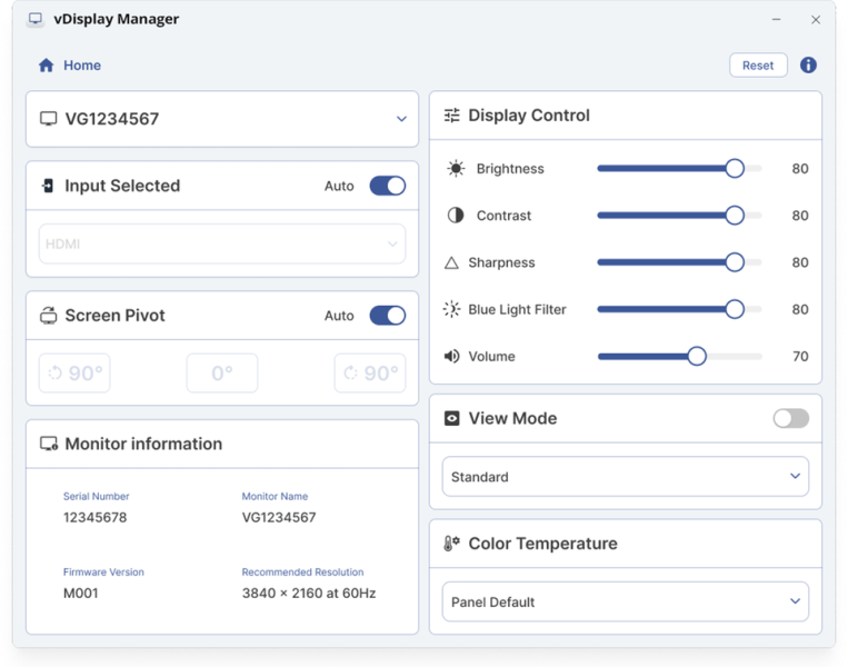 ViewSonic ПО монитора vDisplay Manager